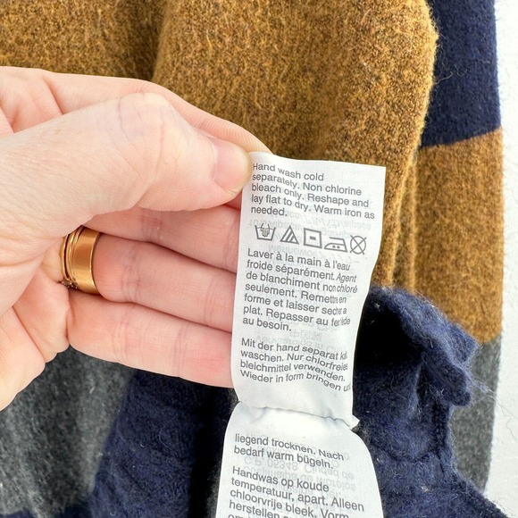 Madewell Sweater Womens S‎ Cream Blue Colorblock Mock Neck Long Sleeve Pullover - Picture 9 of 10